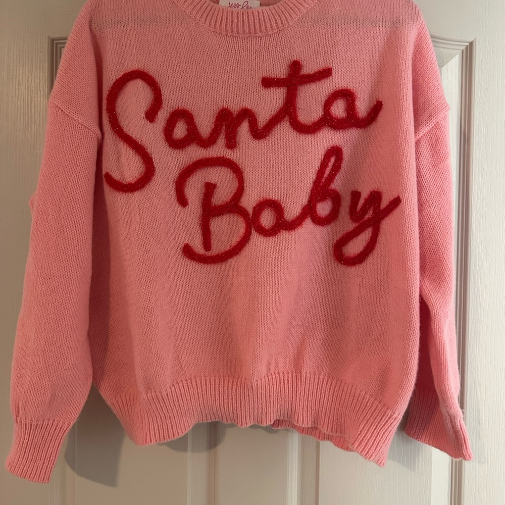 Wildfox Pink and Red Crew Neck Sweater